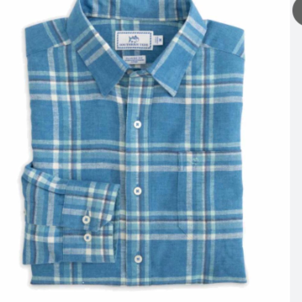 Southern Tide Reid Heather Plaid Beach Flannel - Large